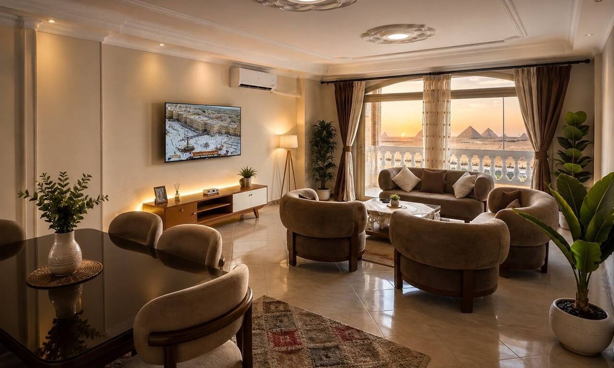 Pyramids Gardens Apartment | 3-bedroom luxury apartment with AC infront of Giza pyramids