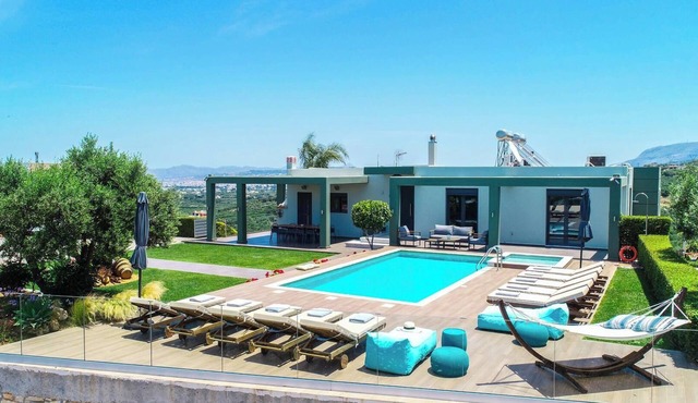 MythicOlive one floor Private Pool villa with playground in CHANIA