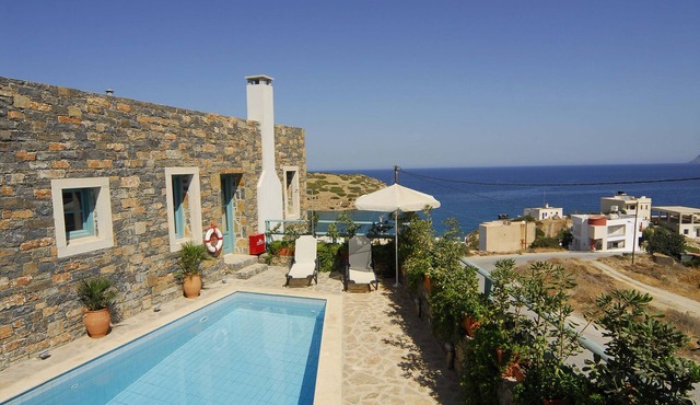 Sea vew villa with traditional Cretan colour in Lasithi