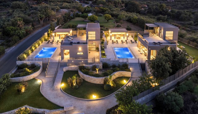 Seafront Lux Estate Chania | Heated Pools Jacuzzis Saunas Gyms|Sleeps 20–24 in Chania