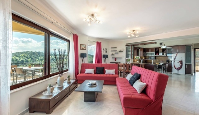 Sunlit sea view two apartments with stunning ocean view in Stalos, Chania in Stalos