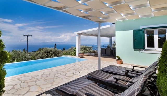 Villa 'Belvedere Verde' with Sea View, Pool, Terrace & Wi-Fi in Lefkada