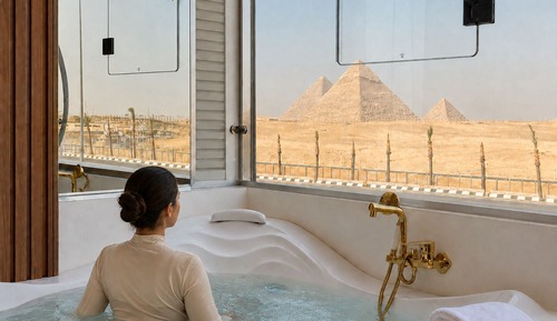 Queen Suite Jacuzzi Pyramids View
